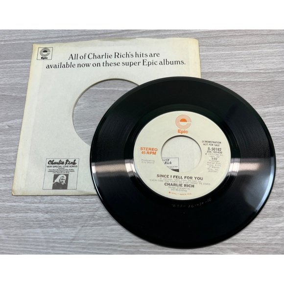 Charlie Rich Since I Fell For You 45 Country Promo Epic 8-50182 VG+/NM - Picture 3 of 4